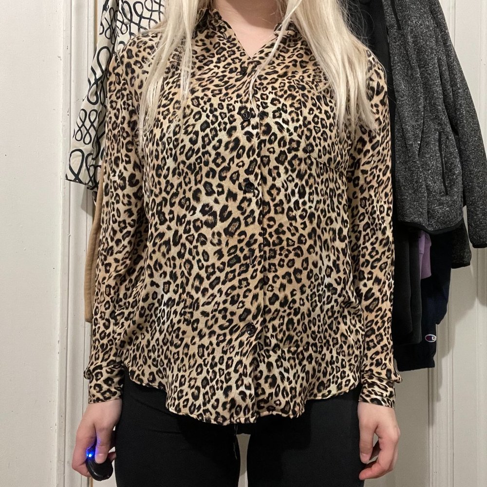 Philosophy Animal Print Leopard Print Button Down Blouse